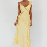 La Estrella Ruffle And Lace Trim Maxi Dress Butter