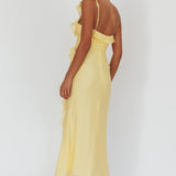 La Estrella Ruffle And Lace Trim Maxi Dress Butter