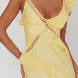 La Estrella Ruffle And Lace Trim Maxi Dress Butter
