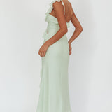 La Estrella Ruffle And Lace Trim Maxi Dress Sage
