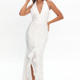 Alisette Halter Split Maxi Dress White