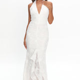 Alisette Halter Split Maxi Dress White