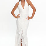 Alisette Halter Split Maxi Dress White