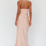 Kasi Sheer Panel Halter Maxi Dress Rose