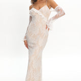 Zarah Off-Shoulder Sleeve Lace Maxi Dress White