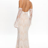Zarah Off-Shoulder Sleeve Lace Maxi Dress White