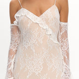 Zarah Off-Shoulder Sleeve Lace Maxi Dress White