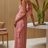 Soul Fires Ruffle Back Maxi Dress Guava