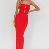 Sonrisa Strapless Cut-Out Maxi Dress Red