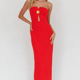Sonrisa Strapless Cut-Out Maxi Dress Red