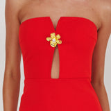 Sonrisa Strapless Cut-Out Maxi Dress Red