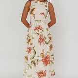 Audraya Drop Waist Maxi Dress Floral Beige