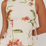 Audraya Drop Waist Maxi Dress Floral Beige