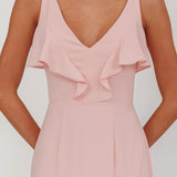 Firelights Ruffle Trim Maxi Dress Pink