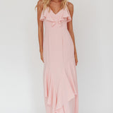Firelights Ruffle Trim Maxi Dress Pink