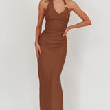 Always Ready Side Split Maxi Skirt Chocolate