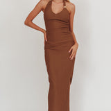 Always Ready Side Split Maxi Skirt Chocolate