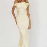 Revelation Off-Shoulder Lace Trim Maxi Dress Butter