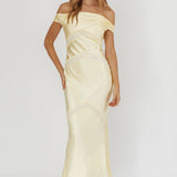 Revelation Off-Shoulder Lace Trim Maxi Dress Butter