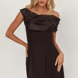 Vienna Nights Off-Shoulder A-Line Mini Dress Black