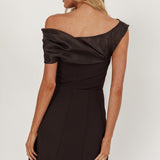 Vienna Nights Off-Shoulder A-Line Mini Dress Black
