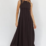 Karine Pintuck Pleat Maxi Dress Black