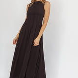 Karine Pintuck Pleat Maxi Dress Black