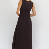Karine Pintuck Pleat Maxi Dress Black