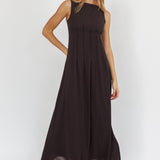 Karine Pintuck Pleat Maxi Dress Black