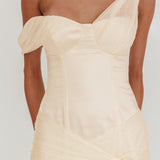 Keia Crepe Chiffon One-Shoulder Maxi Dress Oyster