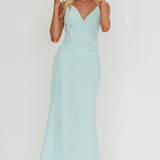 Lexxi Crossover Gathered Waist Maxi Dress Tiffany Blue