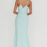 Lexxi Crossover Gathered Waist Maxi Dress Tiffany Blue