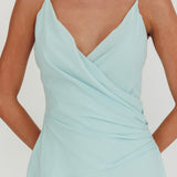 Lexxi Crossover Gathered Waist Maxi Dress Tiffany Blue
