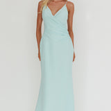 Lexxi Crossover Gathered Waist Maxi Dress Tiffany Blue