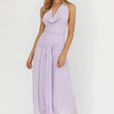 Maretha Cowl Halterneck Maxi Dress Lilac