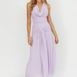 Maretha Cowl Halterneck Maxi Dress Lilac
