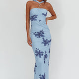 Maretha Gold Link Neckline Maxi Dress Lily Blue