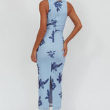 Maretha Gold Link Neckline Maxi Dress Lily Blue