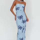 Maretha Gold Link Neckline Maxi Dress Lily Blue
