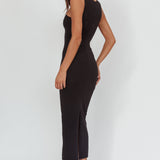 Maretha Gold Link Neckline Maxi Dress Black