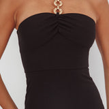 Maretha Gold Link Neckline Maxi Dress Black