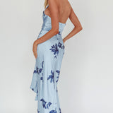 Make Believe Plunging Halterneck Maxi Dress Floral Navy