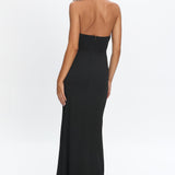 Make Believe Plunging Halterneck Maxi Dress Black