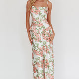 Jerica Ruffle Waist Maxi Dress Floral Blush