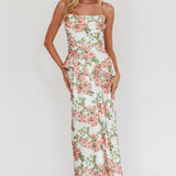 Jerica Ruffle Waist Maxi Dress Floral Blush