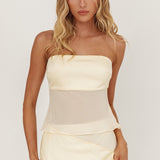 Jerica Strapless Sheer Waist Top Butter