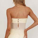 Jerica Strapless Sheer Waist Top Butter