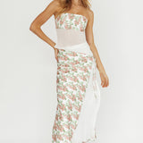 Jerica Wrap Front Maxi Skirt Floral Blush
