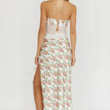 Jerica Wrap Front Maxi Skirt Floral Blush