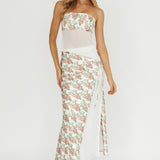 Jerica Wrap Front Maxi Skirt Floral Blush